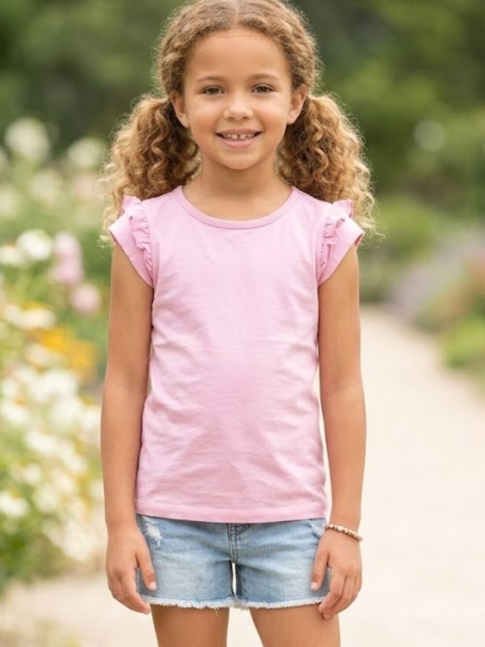 🐲3 FOR $9🦄 Vigoss Short Cap Sleeve Ruffled Solid Lilac T-Shirt Top Tee S 7/8